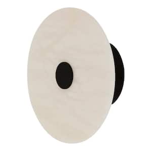 Osten 1-Light Black LED Wall Sconce with Alabaster Shade and Detail