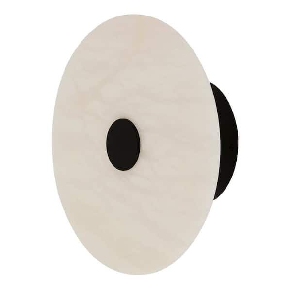 Beacon Lighting Osten 1-Light Black LED Wall Sconce with Alabaster Shade and Detail