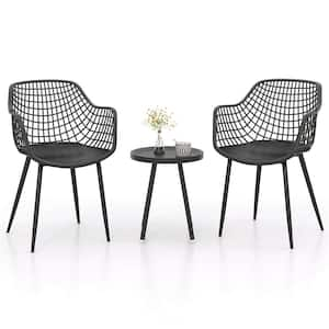 Modern Elegance Black 3-Piece Plastic Round Outdoor Bistro Set