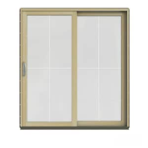 72 in. x 80 in. W-2500 Contemporary Black Clad Wood Right-Hand 4 Lite Sliding Patio Door w/Unfinished Interior