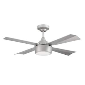 Theo 42 in. Integrated LED Indoor/Outdoor Dual Mount Painted Nickel Finish Ceiling Fan, Light Kit & Remote/Wall Control