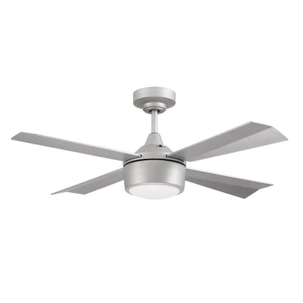 CRAFTMADE Theo 42 in. Integrated LED Indoor/Outdoor Dual Mount Painted Nickel Finish Ceiling Fan, Light Kit & Remote/Wall Control