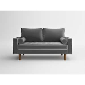 Lincoln 50 in. Gray Velvet 2-Seat Loveseat with Square Arms