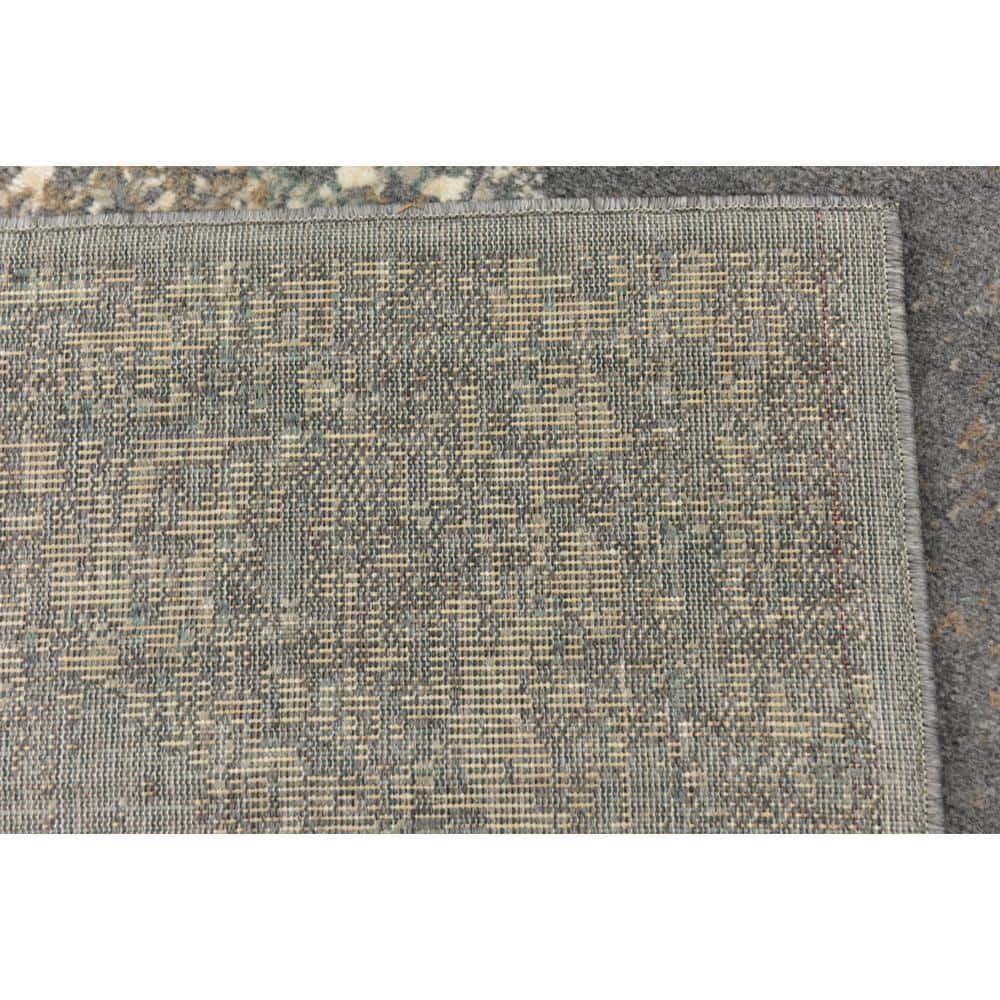 Gray Abstract Square Stain-Resistant Synthetic Rug, 8' x 8'