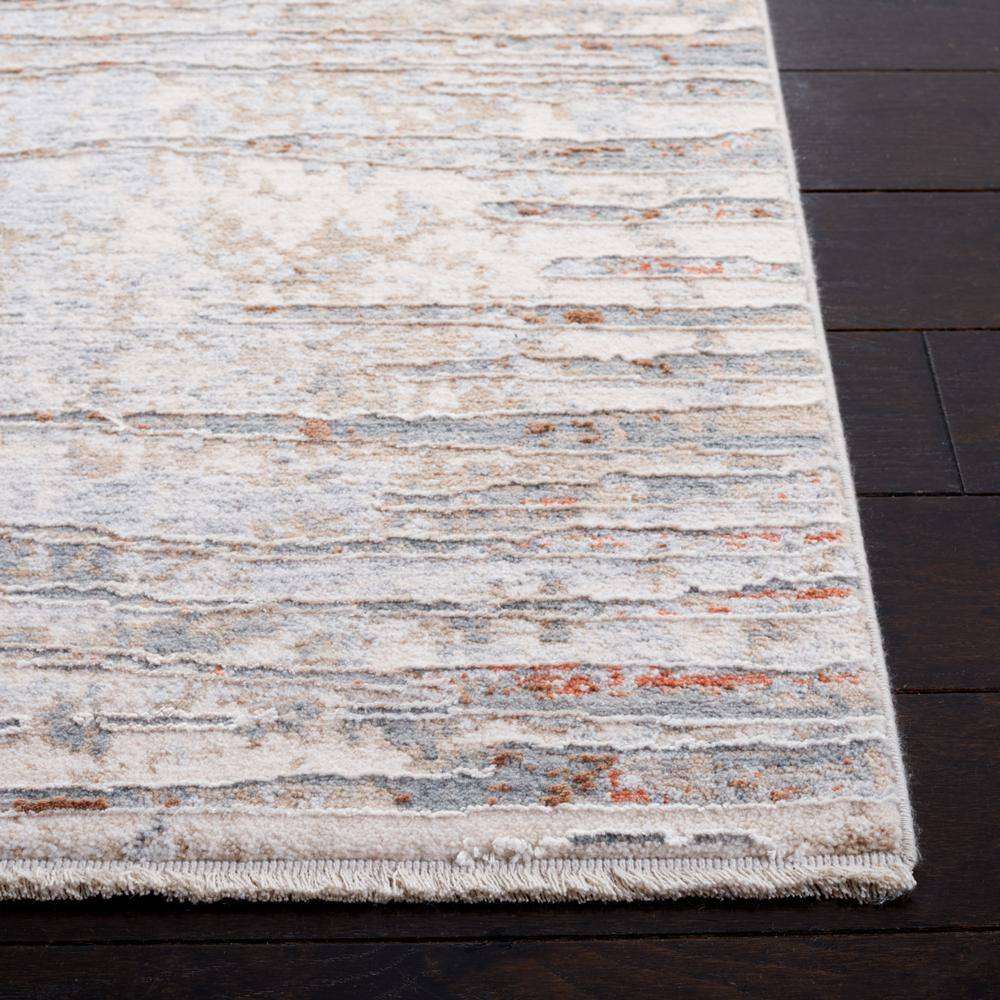 Marmara Blue and Beige Hand-Knotted Viscose Area Rug