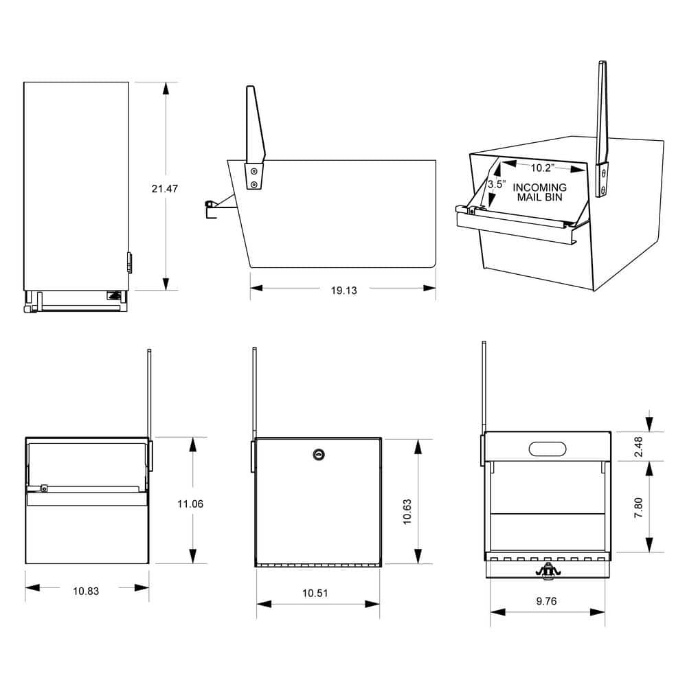 Black Steel Lockable Post Mounted Mailbox with Dual Access