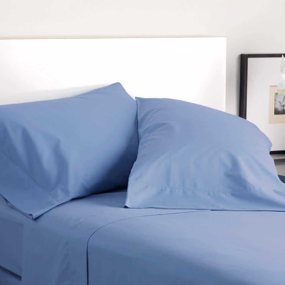 Basics 400 Thread Count Cotton Pillow Cases, Standard, Set of 2,  Smoke Blue