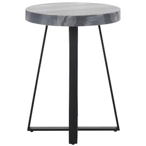 Guenon 18 in. Gray/Black Round Metal End Table