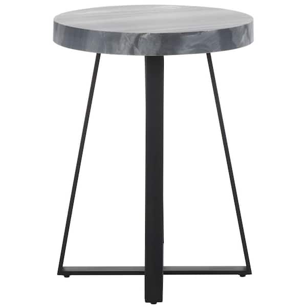 SAFAVIEH Guenon 18 in. Gray/Black Round Metal End Table