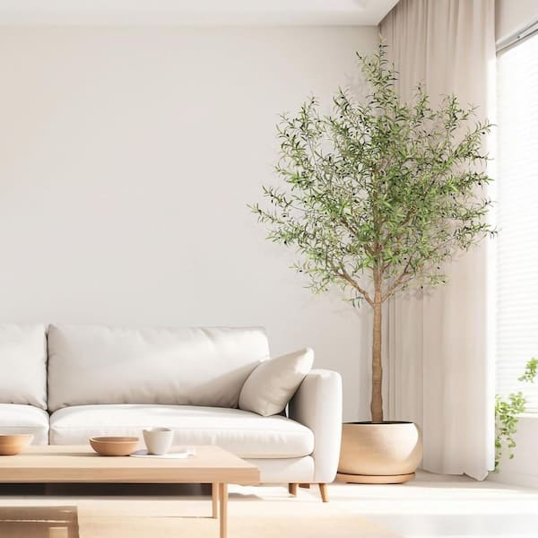 10 ft. Artificial Olive Tree with Natural Wood Trunk for Home House Office Decor