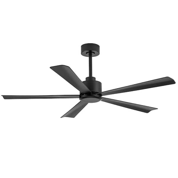 Melony 52 in. 6-Speed Indoor Black Ceiling Fans with Remote Control