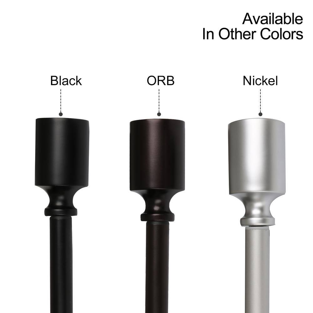 Adjustable Black Metal Curtain Rod with Decorative Finials, 28-48 Inch