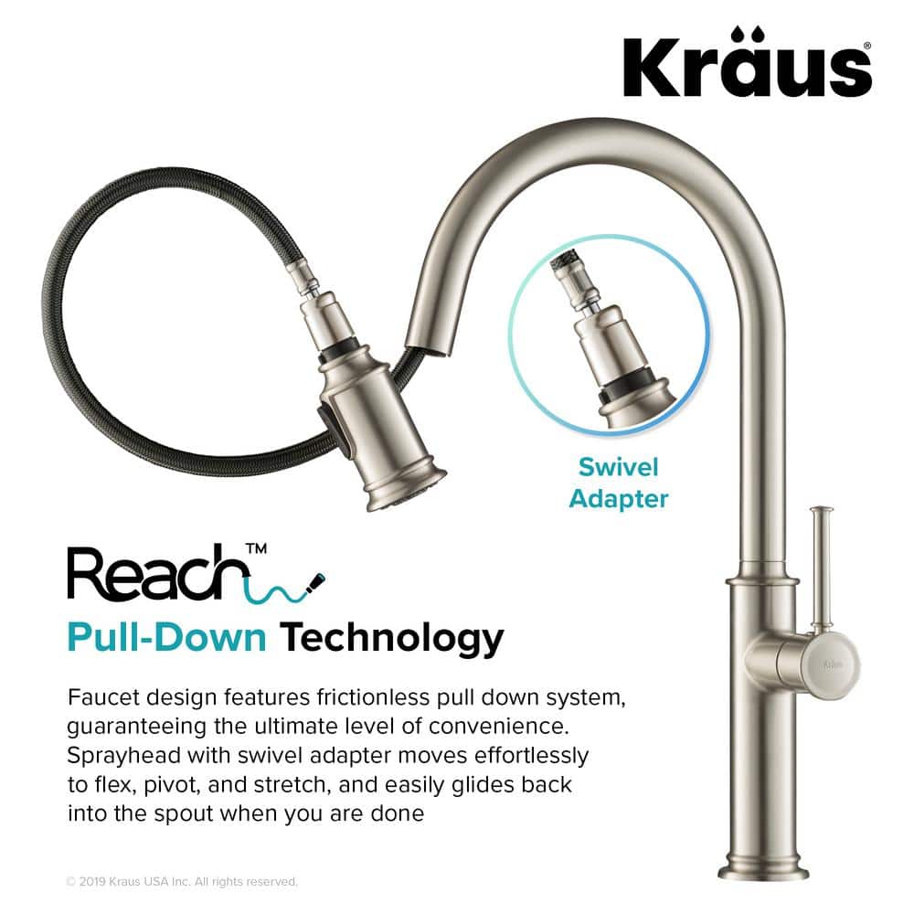 Stainless Steel Single Handle Pull-Down Kitchen Faucet