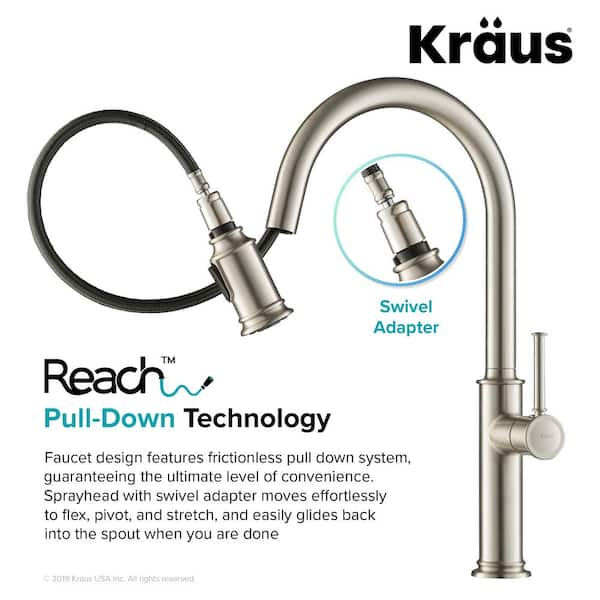 KRAUS Sellette Single-Handle Pull-Down Sprayer Kitchen Faucet with