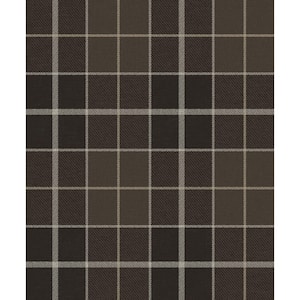 Coffee Altarinda Plaid Vinyl Peel and Stick Wallpaper Roll (31.35 sq. ft.)