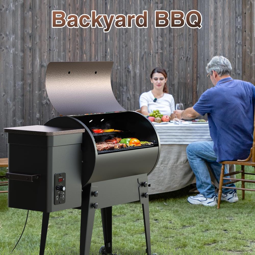 Bronze 456 sq. in. Wood Pellet Grill with Foldable Legs