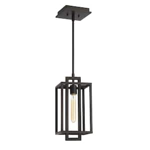 Cubic 60-Watt 1-Light Aged Bronze Brushed Finish Dining/Kitchen Island Geometric Cage Pendant Light, No Bulbs Included