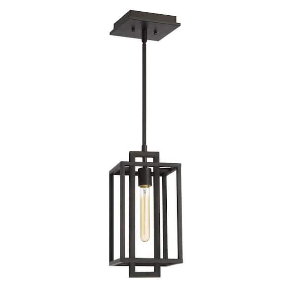 Craftmade Cubic Aged Bronze Brushed Transitional Textured Glass Square Pendant Light