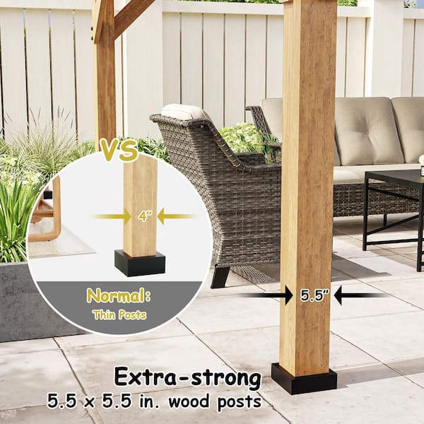 JOYSIDE 15 ft. x 13 ft. Outdoor Patio Solid Cedar Wood