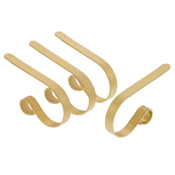 2.5 in. Textured Gold Metal Original MantleClip Stocking Holder 4-Pack