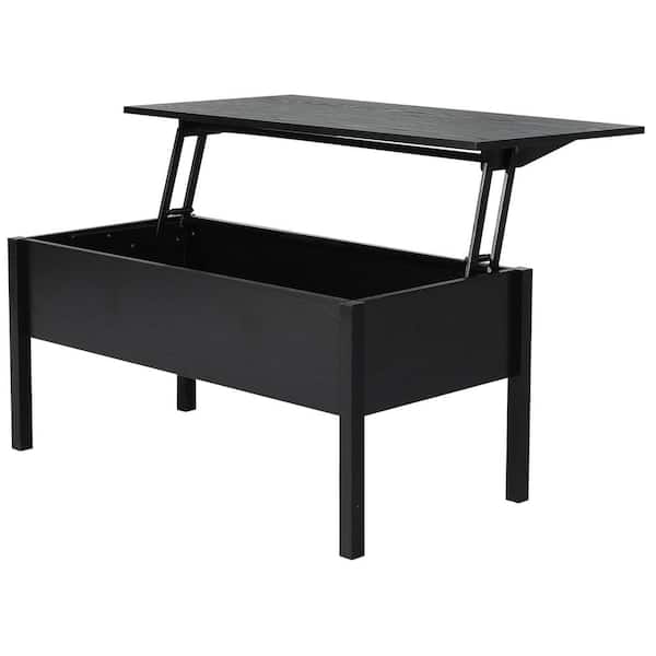 HOMCOM 39 in. Black Rectangle Particle Board Coffee Table with Lift Top
