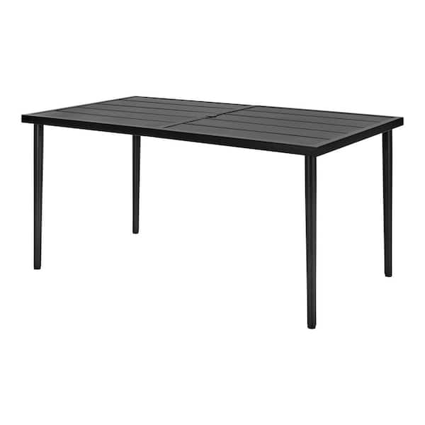 Tucker Rectangular Steel Slat Top Outdoor Dining Table