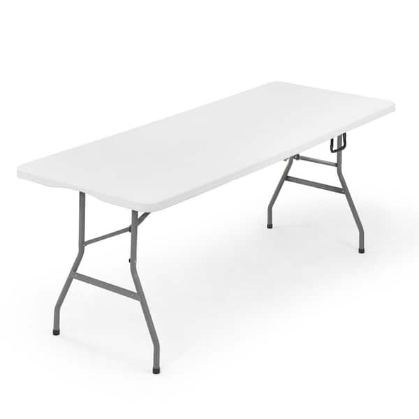 CAPHAUS 70.9 in. Gray Rectangle Steel Frame White Plastic Foldable