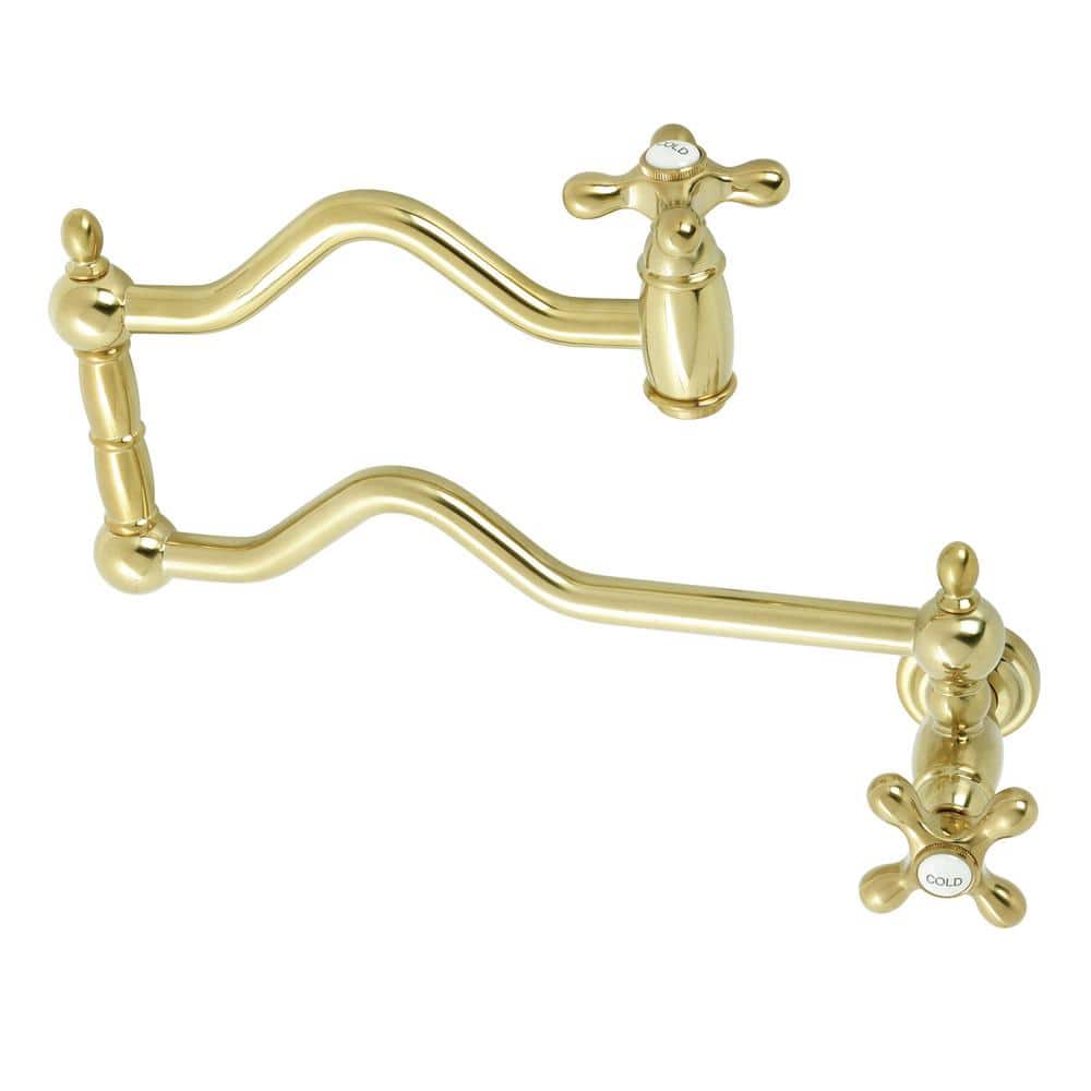 Kingston Brass Heritage Wall Mount Pot Filler in Brushed Brass