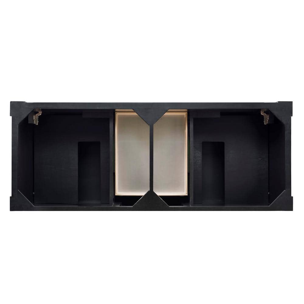 Antique Black Double Sink Solid Wood Vanity with Porcelain Sinks