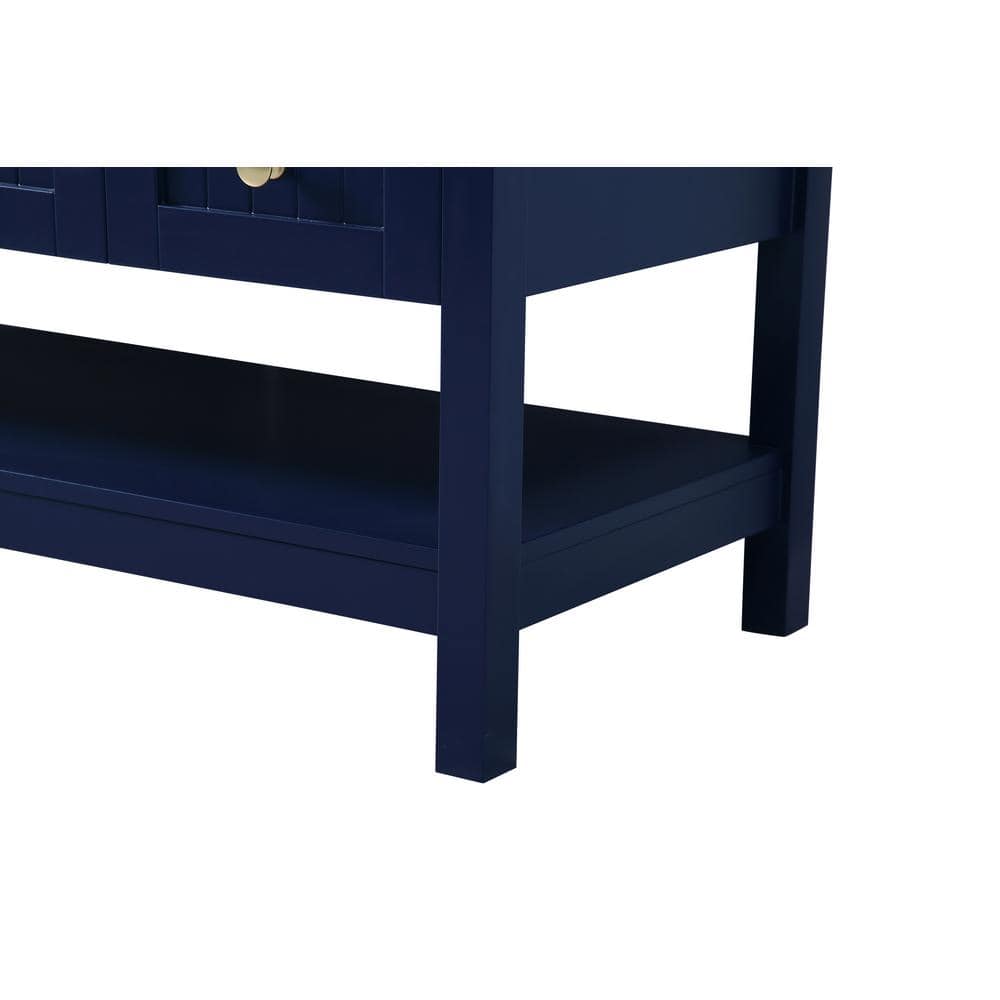 Blue 48" Steel and Porcelain Freestanding Bathroom Vanity