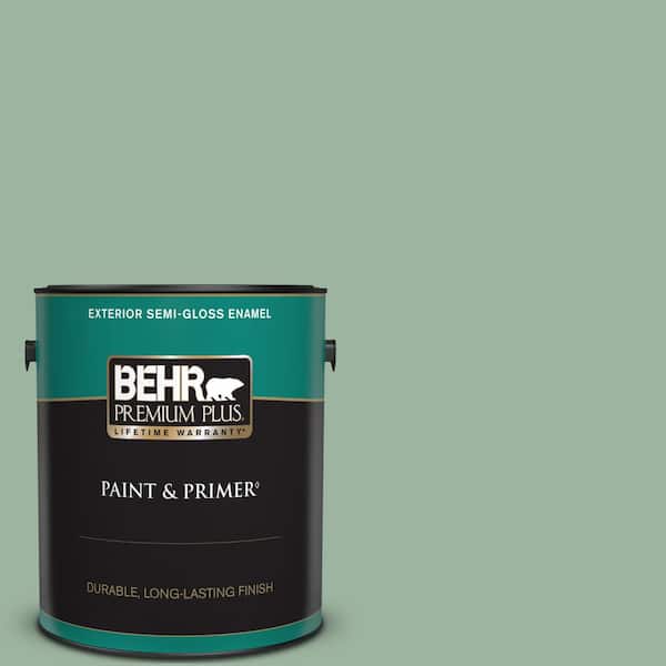 BEHR PREMIUM PLUS 1 gal. #S410-4 Copper Patina Semi-Gloss Enamel Exterior Paint & Primer