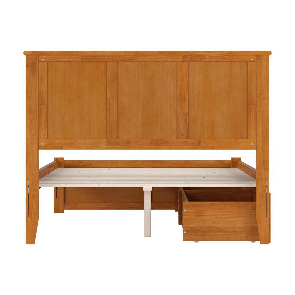 Madison Light Toffee Full Wood Platform Bed with Storage Drawers