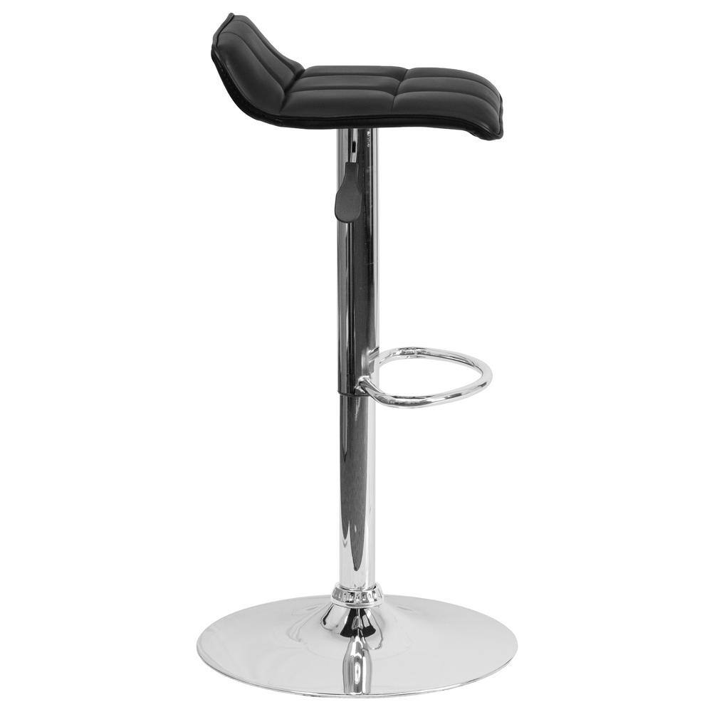 Contemporary Black Vinyl Swivel Adjustable Barstool with Chrome Base