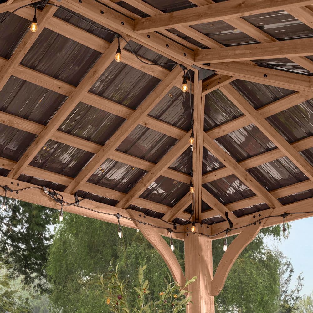 Barrington 16x12 Cedar Wood and Steel Roof Gazebo