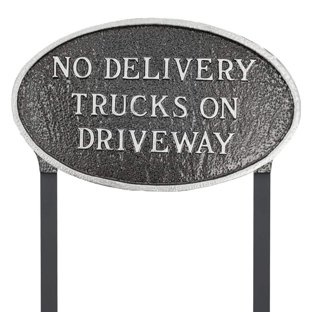 No Delivery Trucks on Driveway Standard Oval Statement Plaque with 17.5 in. Lawn Stakes-Swedish Iron product image for price tracking
