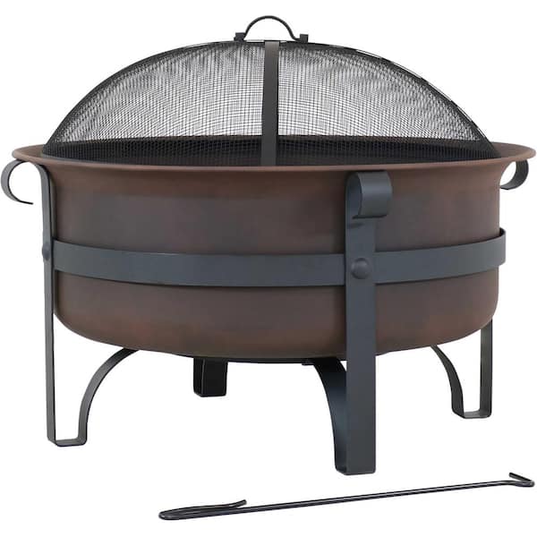 Sunnydaze 29 in. Round Steel Wood Burning Fire Pit with