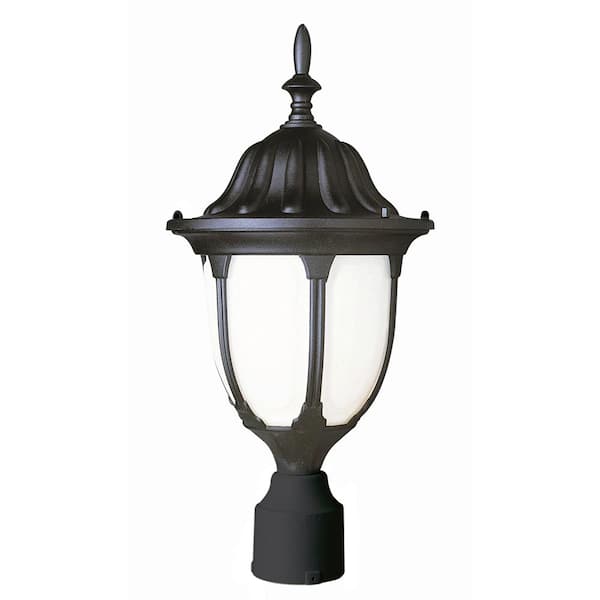 Bel Air Lighting Hamilton 1-Light Black Outdoor Lamp Post Light Fixture with Opal Glass