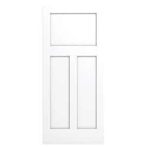 3068 36 in. W x 80 in. H 3 Panel Craftsman Square Shaker Flat Core White MDF Wood Interior Door Slab