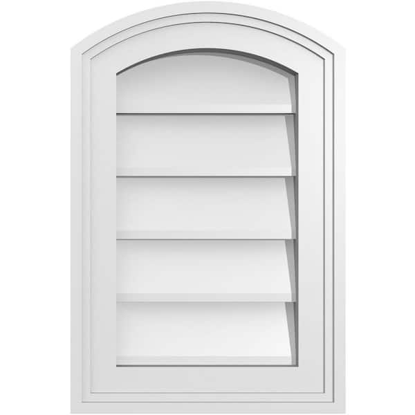 Ekena Millwork 12 in. x 18 in. Arch Top Surface Mount PVC Gable Vent: Functional with Brickmould Frame