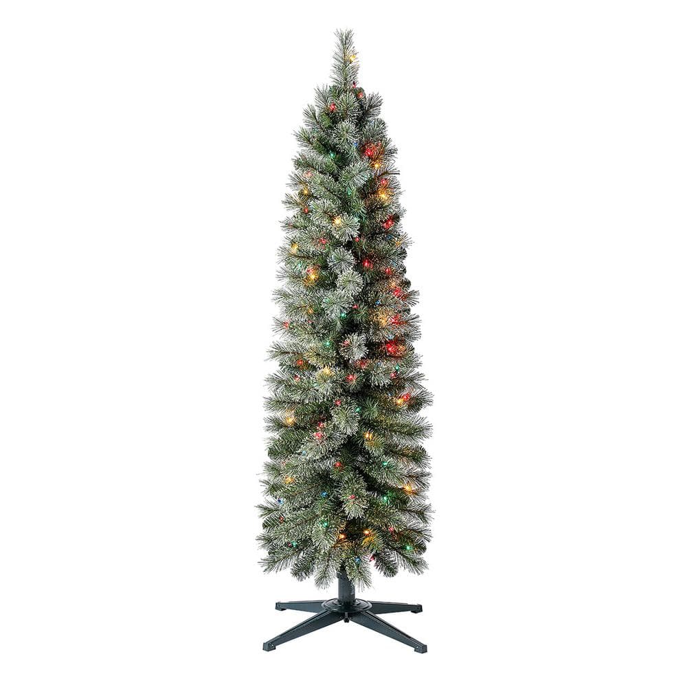 5-Foot Multi-Color Pre-Lit Pencil Pine Christmas Tree