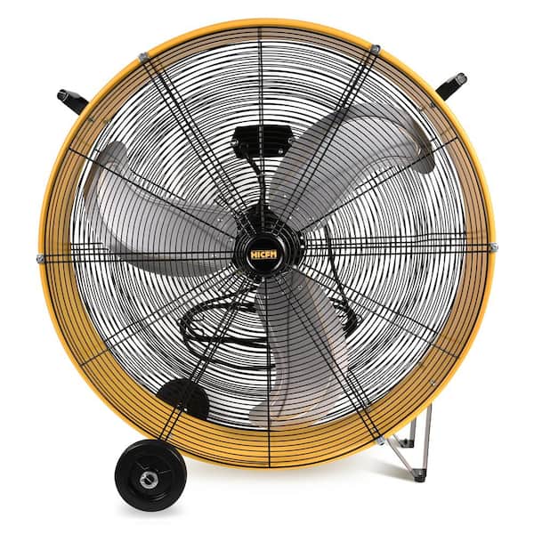 Edendirect 30 in. 3-Speeds Drum Fan in Yellow with Powerful 1/3HP Motor, Commercial or Industrial Fan