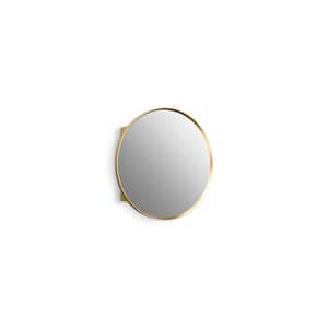 Verdera 24 in. W x 24 in. H Round Framed Moderne Brushed Gold Recessed/Surface Mount Medicine Cabinet with Mirror
