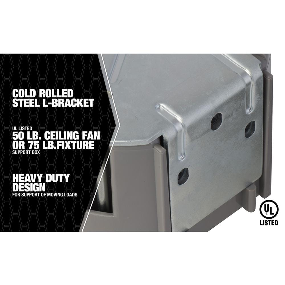 Gray Adjustable Depth Round Ceiling Fan Box