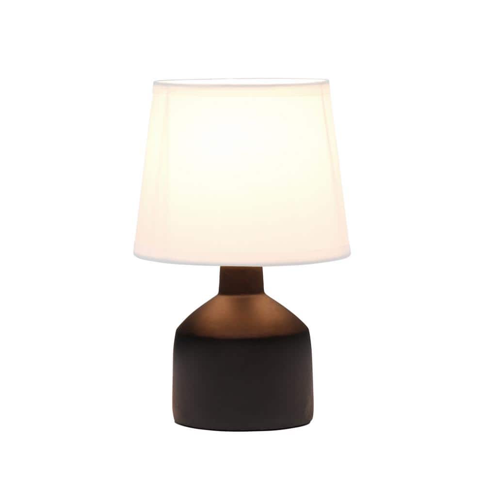 Black Concrete Nightstand Lamp with White Empire Shade