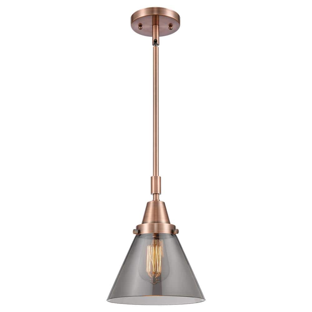 Cone 100-Watt 1-Light Antique Copper Standard Mini Pendant Light Smoked Glass Shade price history on PriceWatchPro