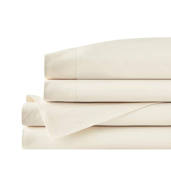 Home Decorators Collection 500 Thread Count Egyptian Cotton Sateen Ivory 4-Piece California King Sheet Set