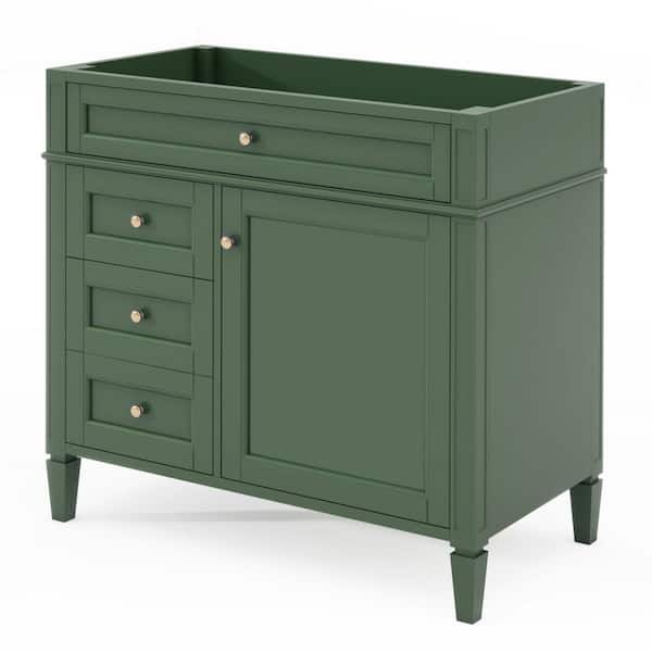 Tileon 36 in. W x 18 in. D x 33 in. H Bath Vanity Cabinet without Top with 1-Tip-out Drawer and Adjustable Shelf in Green