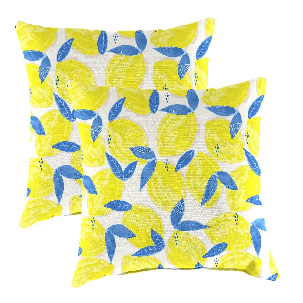 16 in. L x 16 in. W x 4 in. T Square Outdoor Throw Pillow in Greek Lemon (2-Pack) price history on PriceWatchPro