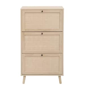 47.64 in. H x 23.63 in. W x 9.45 in. D Natural Shoe Storage Cabinet with 3-Flip Drawers