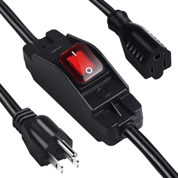 1.5 ft. 14 / 3 Heavy Duty Indoor Braided Extension Cord with Waterproof On/Off Switch Black
